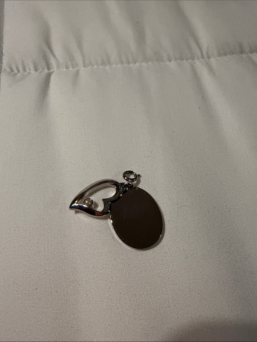 Silver Heart and Oval Charm Pendant - Women Accessories
